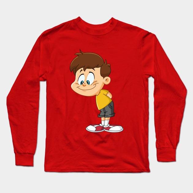 Kid Looking Down Long Sleeve T-Shirt by DigiToonsTreasures